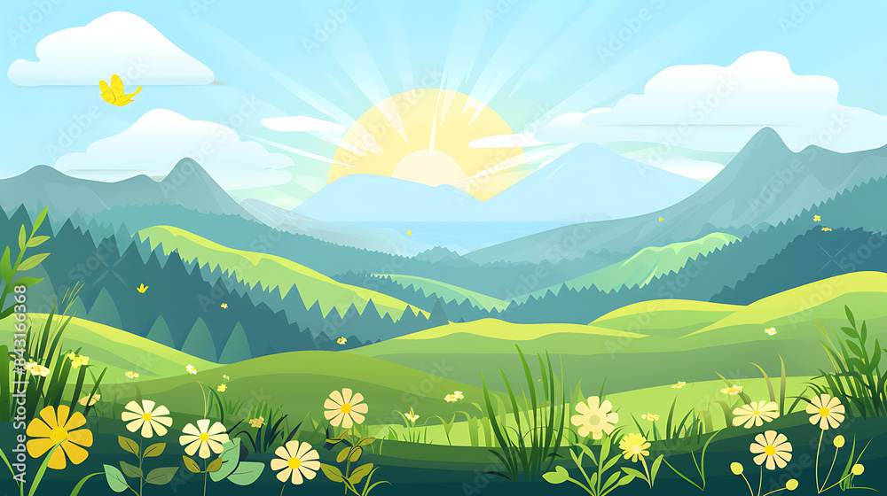 Obraz premium flat landscape illustration