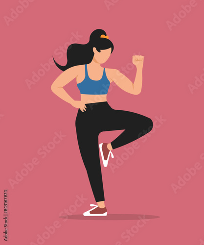 Vector illustration of a sporty woman workout fitness, aerobic and exercise photo