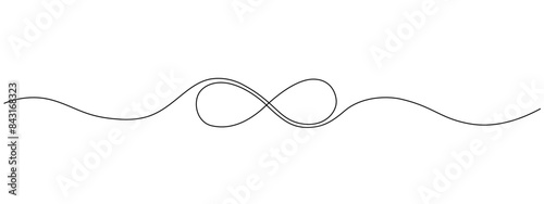 Infinity symbol drawn with one continuous editable line. Concept of unlimited eternity. Vector one-line illustration