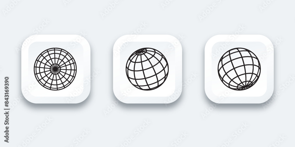 Set icon globe symbol simple outline vector design Set icon globe symbol simple outline vector design