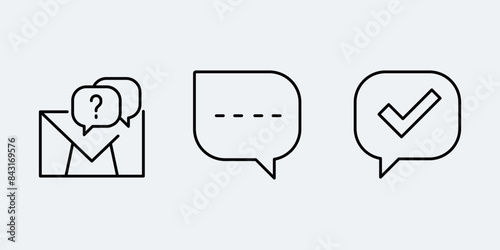 Set icon bubble symbol simple outline vector design