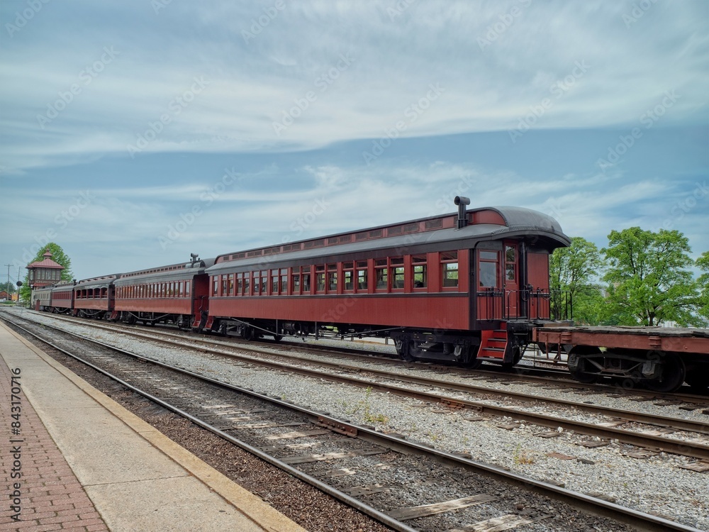 Old model train at train station in Stroutsurg, PA Old model train at train station in Stroutsurg, PA