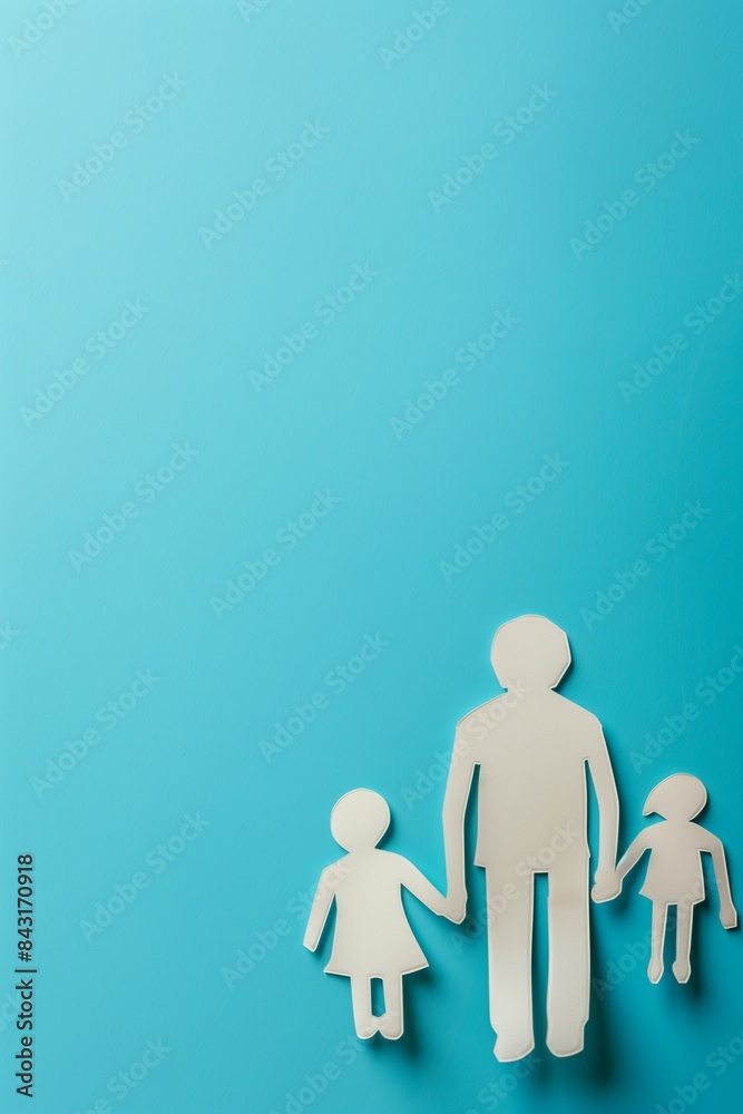 aper Cutout Family on Blue Background aper Cutout Family on Blue Background