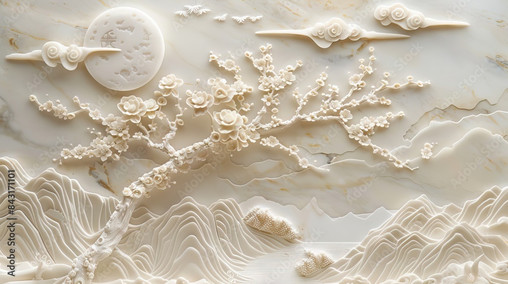 3d Chinese landscape Wallpaper Background golden art for digital printing wallpaper, mural, custom design wallpaper. AI generated illustration 3d Chinese landscape Wallpaper Background golden art for digital printing wallpaper, mural, custom design wallpaper. AI generated illustration