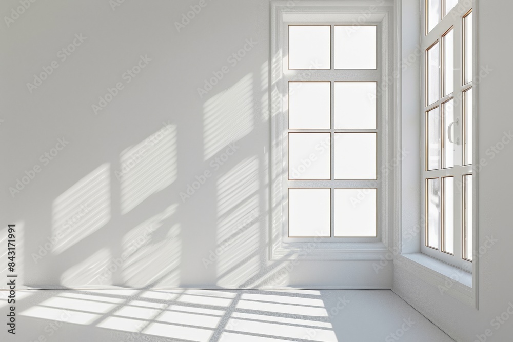 Bright winter light through three white windows Bright winter light through three white windows