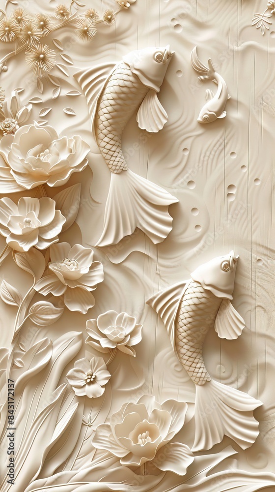 3d fish Wallpaper Background golden art for digital printing wallpaper, mural, custom design wallpaper. AI generated illustration 3d fish Wallpaper Background golden art for digital printing wallpaper, mural, custom design wallpaper. AI generated illustration