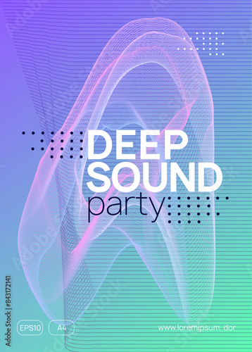 Night Club Background. Pink Sound Set. Edm Concert Element. Violet Night Club Design. Festival Vector. Soundwave Radio Illustration. Party Event. Green Night Club Background