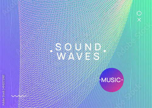 Techno Design. Discotheque Magazine. Edm Electro Template. Soundwave Radio Illustration. Festival Vector. Blue Dj Poster. Pink Fest Set. Violet Techno Design
