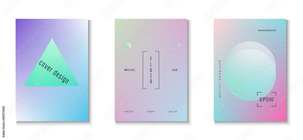 Fototapeta premium Triangle Poster. Abstract Design. Vibrant Elements. Holographic Shape. Futuristic Modern Template. Violet 3d Set. Cyberpunk Memphis Placard. Pink Triangle Poster