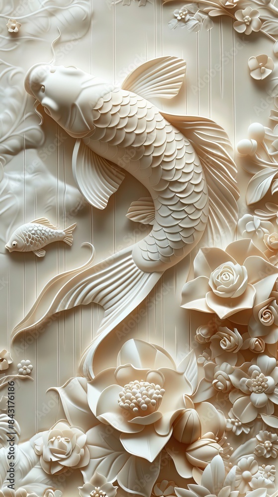 3d fish Wallpaper Background golden art for digital printing wallpaper, mural, custom design wallpaper. AI generated illustration 3d fish Wallpaper Background golden art for digital printing wallpaper, mural, custom design wallpaper. AI generated illustration