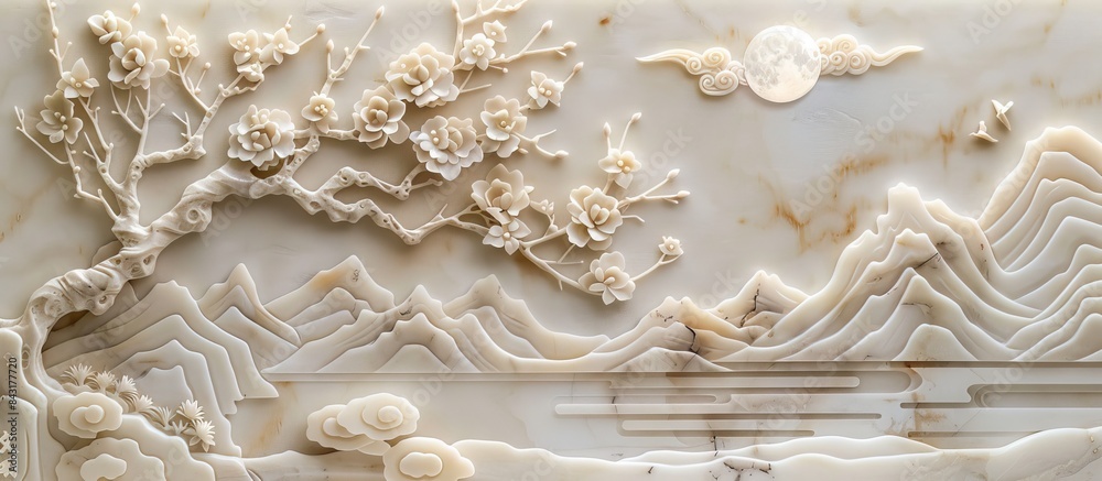 3d Chinese landscape Wallpaper Background golden art for digital printing wallpaper, mural, custom design wallpaper. AI generated illustration 3d Chinese landscape Wallpaper Background golden art for digital printing wallpaper, mural, custom design wallpaper. AI generated illustration