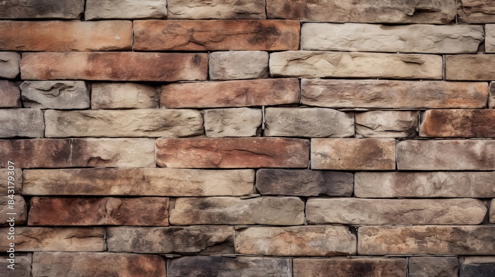 Close-up image of a rustic brick wall with varying shades of brown and beige, showcasing textured and weathered masonry. Ideal for backgrounds. Close-up image of a rustic brick wall with varying shades of brown and beige, showcasing textured and weathered masonry. Ideal for backgrounds.