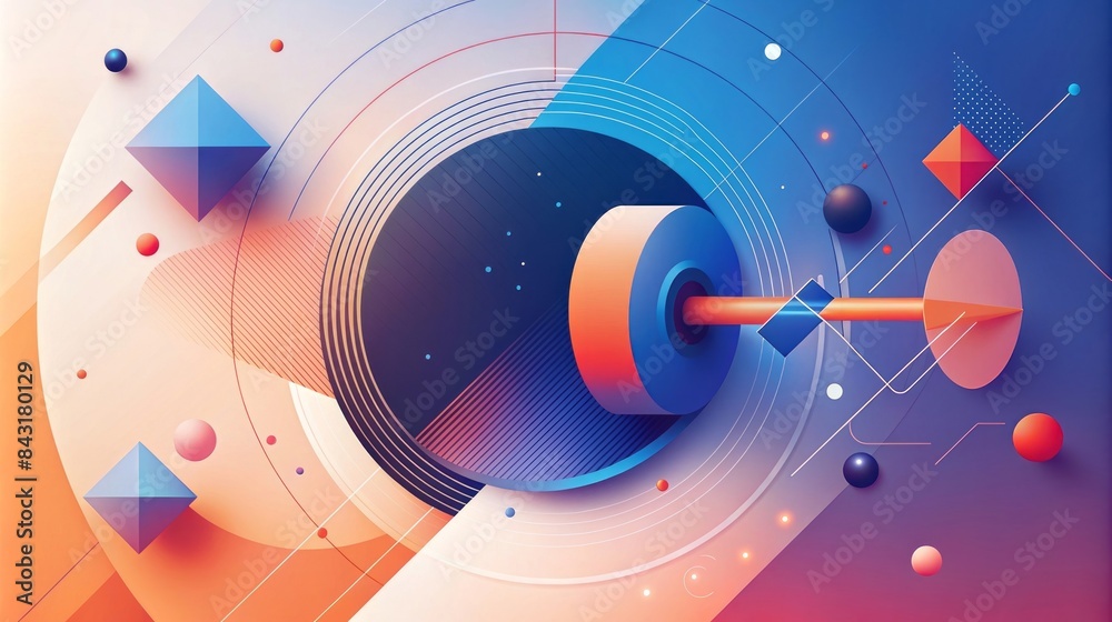 Obraz premium Harmony of geometric shapes and color gradients in modern abstract illustration. 
