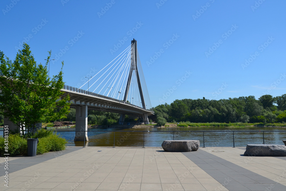 Swietokrzyski bridge over Vistula river. Warsaw, Poland