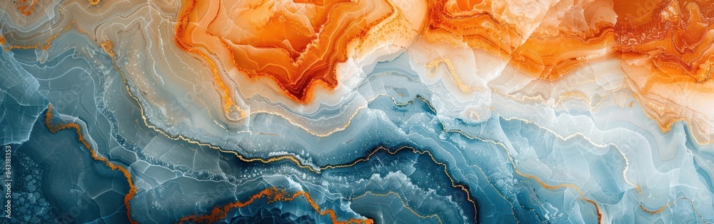 Blue Orange Abstract Marble Granite Quartz Natural Stone Texture Background Panorama Banner Blue Orange Abstract Marble Granite Quartz Natural Stone Texture Background Panorama Banner