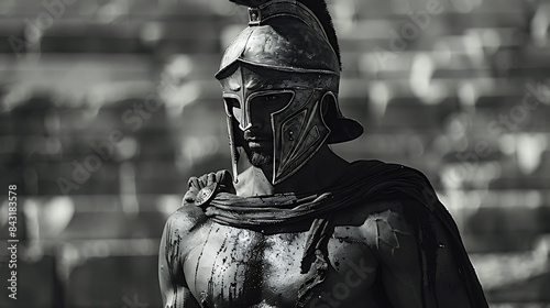 Ancient Spartan Warrior in Battle Armor
