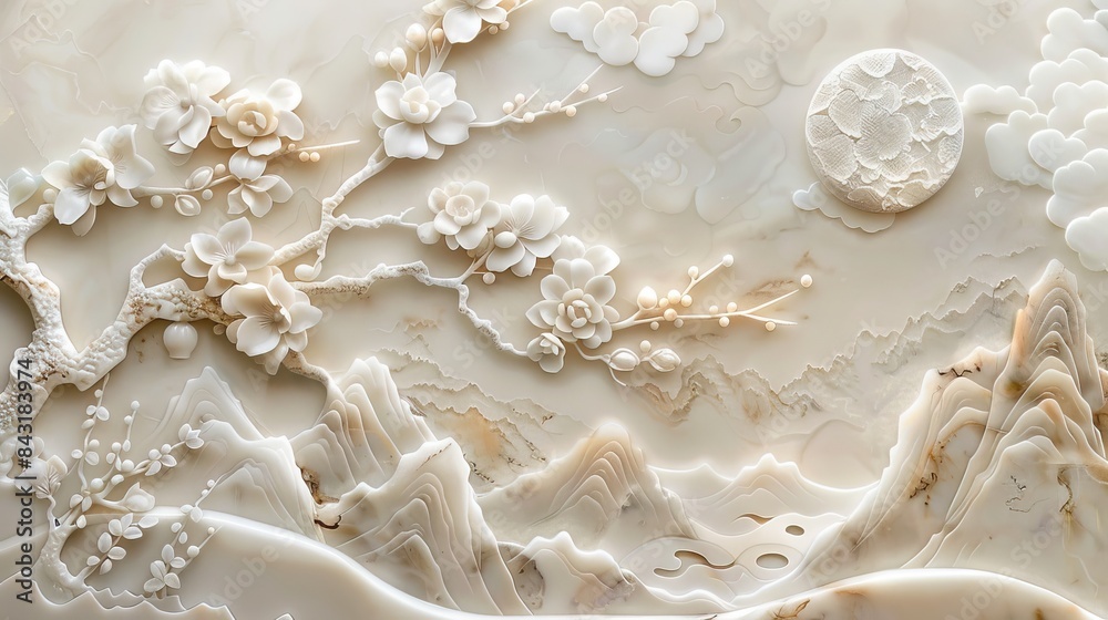 3d Chinese landscape Wallpaper Background golden art for digital printing wallpaper, mural, custom design wallpaper. AI generated illustration 3d Chinese landscape Wallpaper Background golden art for digital printing wallpaper, mural, custom design wallpaper. AI generated illustration