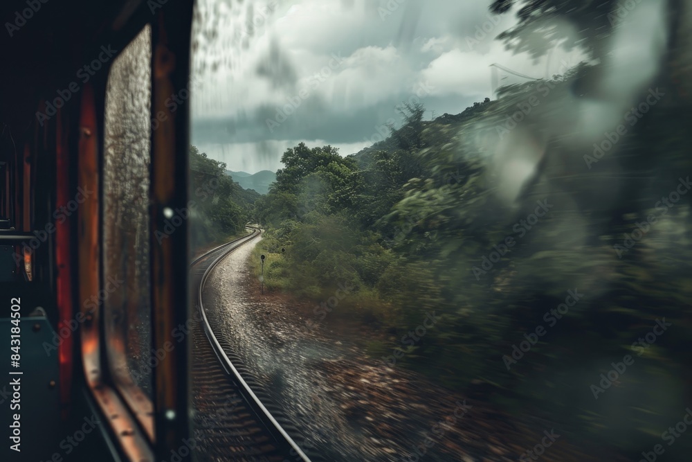 Mesmerizing railway landscapes scenic views unfolding elegantly through the train window Mesmerizing railway landscapes scenic views unfolding elegantly through the train window