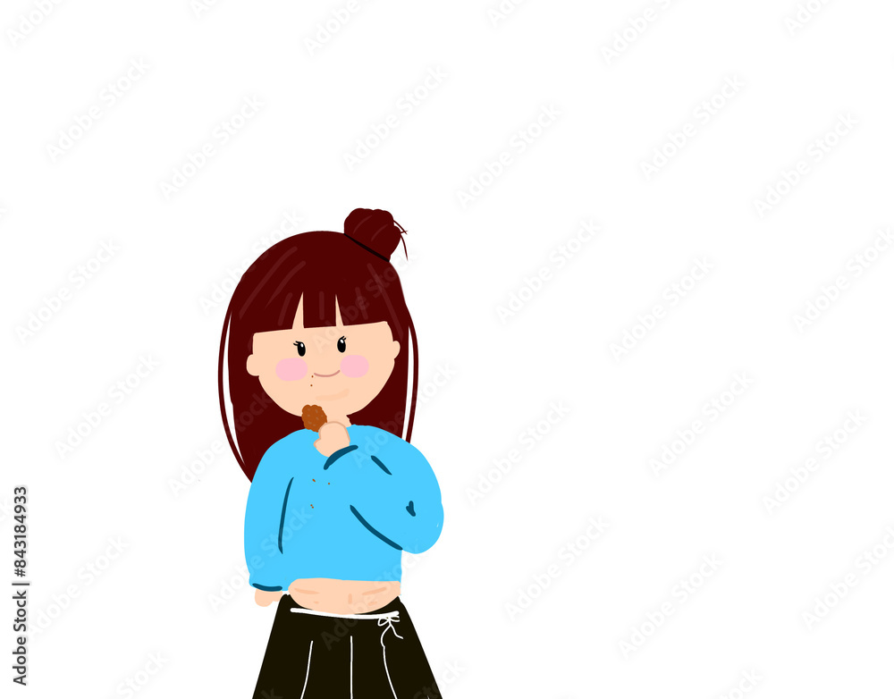 fat girl hungry and eat a junk food