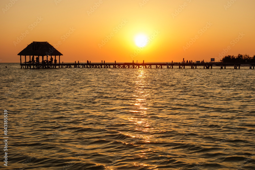 beautiful sunset over the sea on Holbox island, Quintana Roo, Mexico beautiful sunset over the sea on Holbox island, Quintana Roo, Mexico
