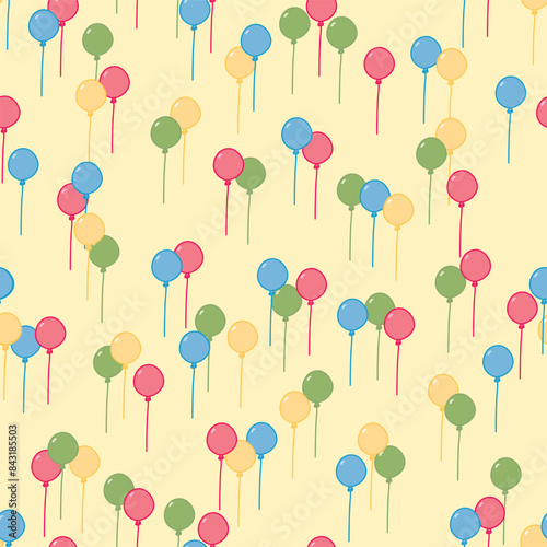 Colorful Balloons on Yellow For a Party seamless pattern print background