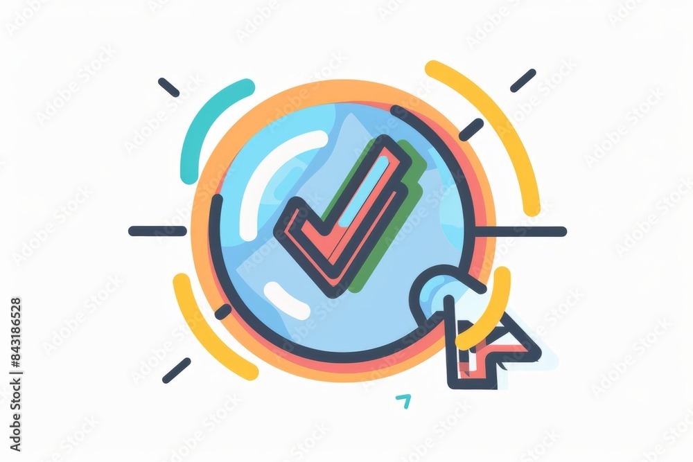 Check point creative symbol concept. Flat thin line sign for web design stock illustration Check point creative symbol concept. Flat thin line sign for web design stock illustration