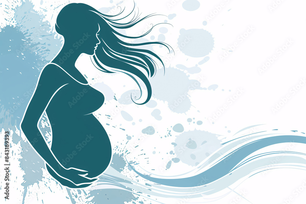 Silhouette of a Pregnant Woman with Artistic Waves Silhouette of a Pregnant Woman with Artistic Waves