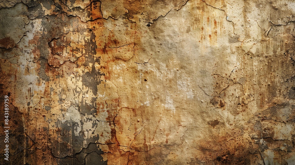 Grunge texture. Weathered concrete wall with cracks, scratches, and peeling paint.
