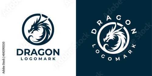 Dragon logo icons. Ancient mythical serpent symbol. Mythological beast sign. Dragon head Vector illustration.