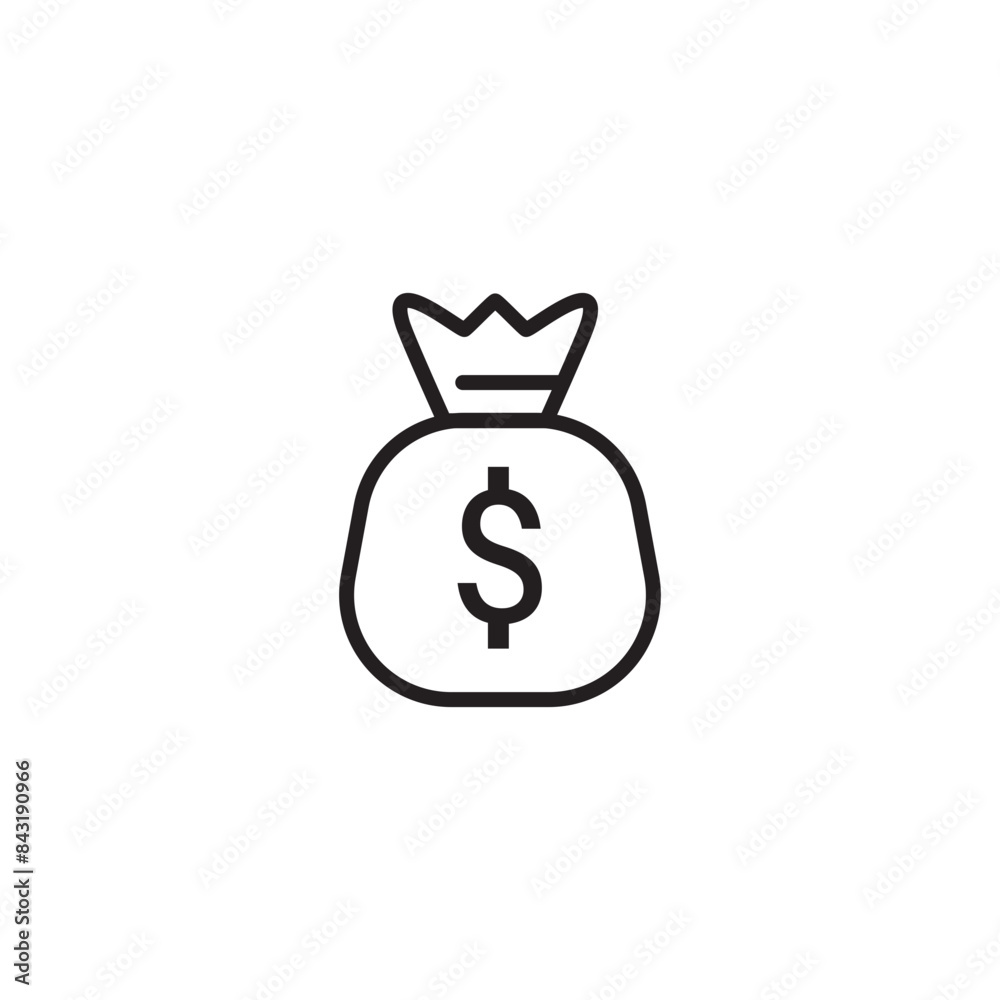 Money bag icon. Simple of line money bag icon. Money bag icon. Simple of line money bag icon.