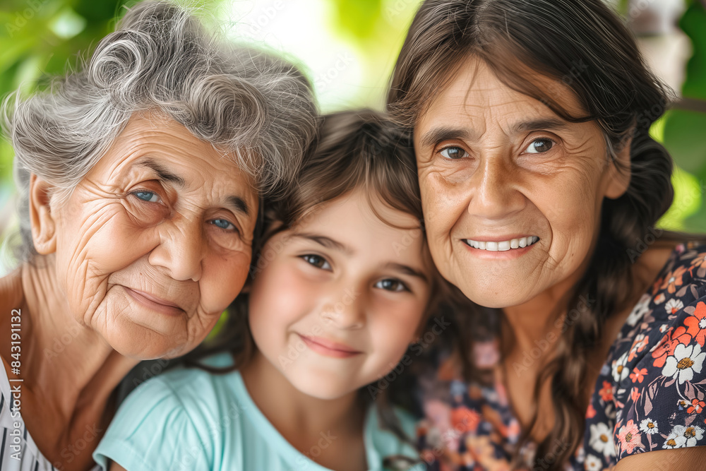 Portrait of smiling grandmother and granddaughter Portrait of smiling grandmother and granddaughter