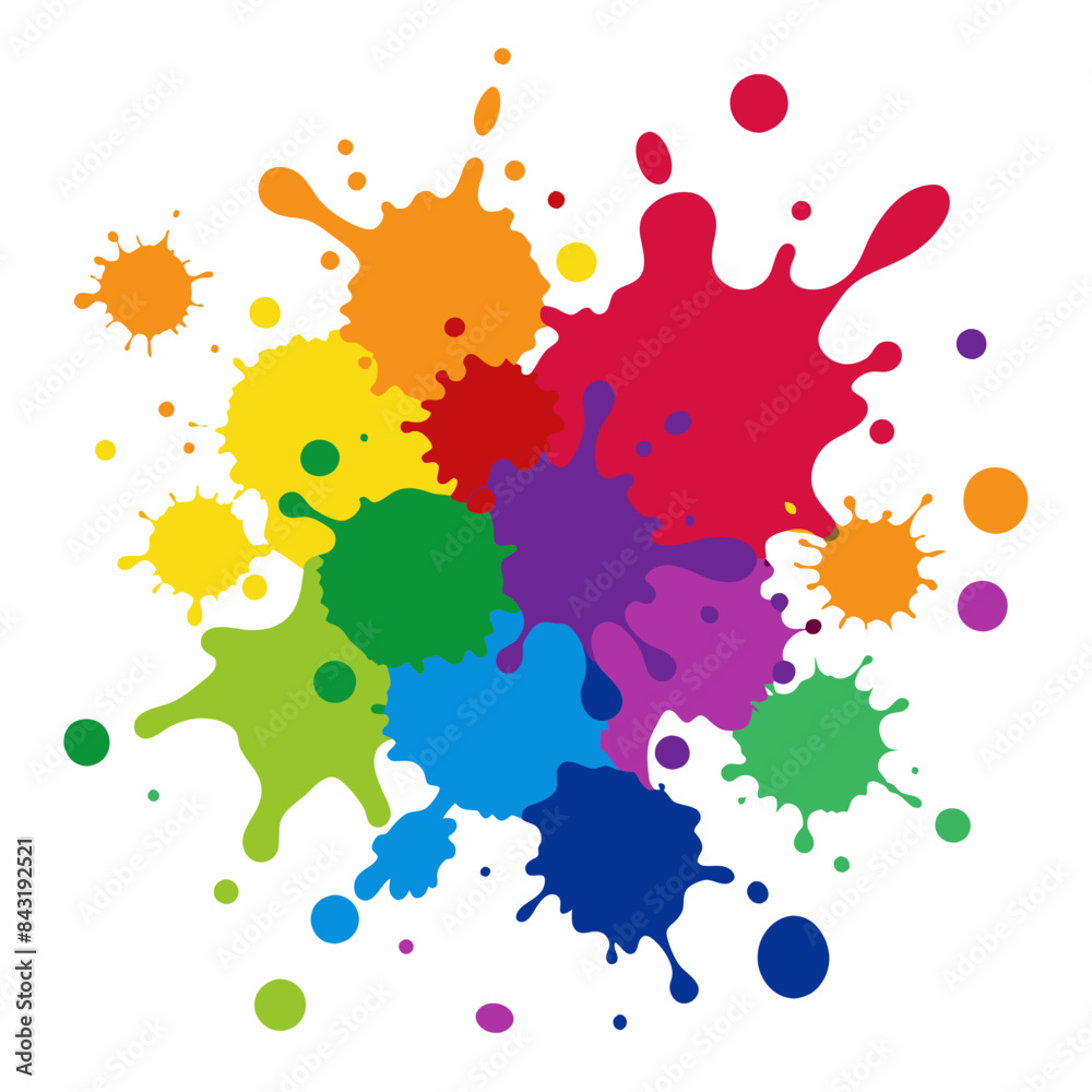 Splash of paints. Blobs. Paint splatter colourful. Splashing spots effect shape. Multicolored splash paintbrush liquid. Painting activity. Vector splash of paints isolated on white background. Splash of paints. Blobs. Paint splatter colourful. Splashing spots effect shape. Multicolored splash paintbrush liquid. Painting activity. Vector splash of paints isolated on white background.