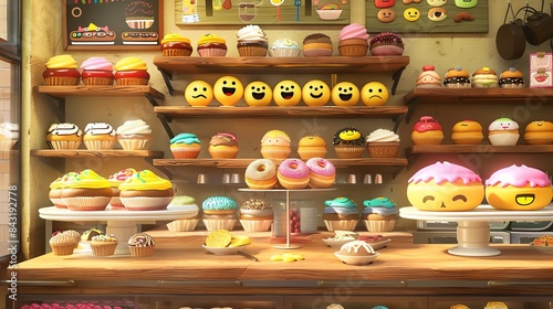 Wallpaper Mural A colorful and inviting bakery display is filled with a variety of cupcakes, donuts, and other pastries. Torontodigital.ca