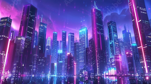 Wallpaper Mural A vibrant cityscape with a river in the foreground. Torontodigital.ca