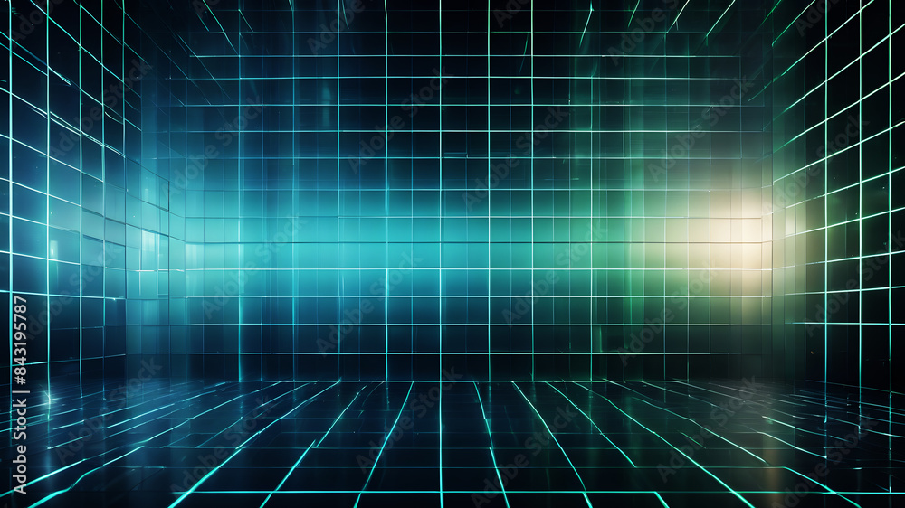 A minimalist abstract background with a grid of evenly spaced, semi-transparent boxes in shades of blue and green, giving a modern and sleek look A minimalist abstract background with a grid of evenly spaced, semi-transparent boxes in shades of blue and green, giving a modern and sleek look