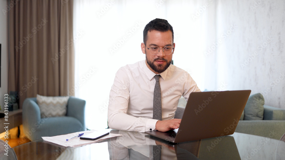 Young man working online and enjoying Young man working online and enjoying
