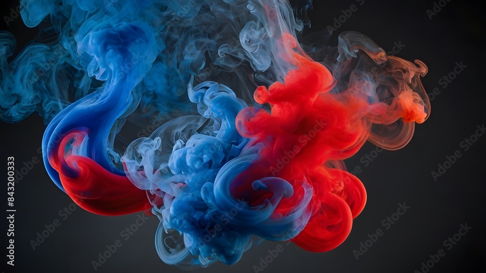 Abstract Swirling Blue and Red Ink in Water Abstract Swirling Blue and Red Ink in Water