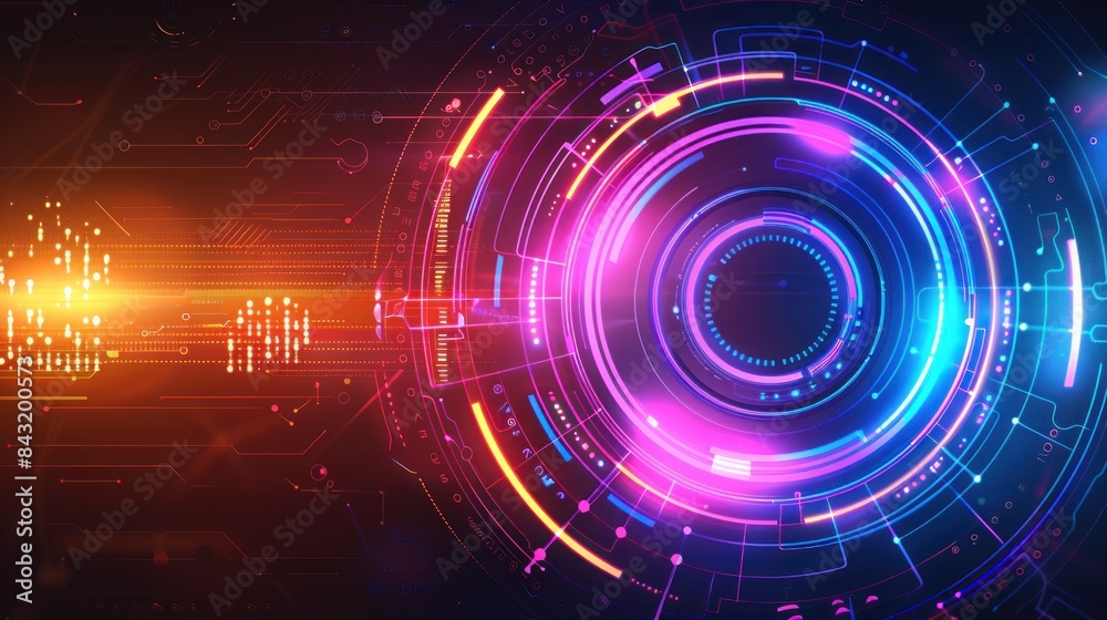 Futuristic time travel digital hologram rainbow circle technology cyberpunk Background wallpaper AI generated image Futuristic time travel digital hologram rainbow circle technology cyberpunk Background wallpaper AI generated image