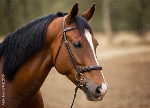 closeup of an arabian horse in the field © Mason