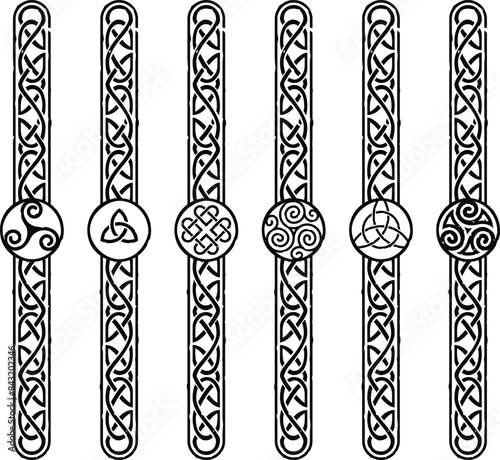Vertical Celtic Knot Borders - Spiral, Triquetra, Knot