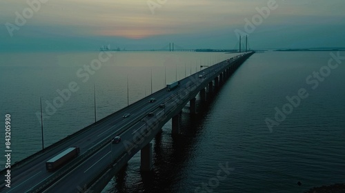 Wallpaper Mural Aerial view of the Channel Bridge, as cars cross at sunset Torontodigital.ca