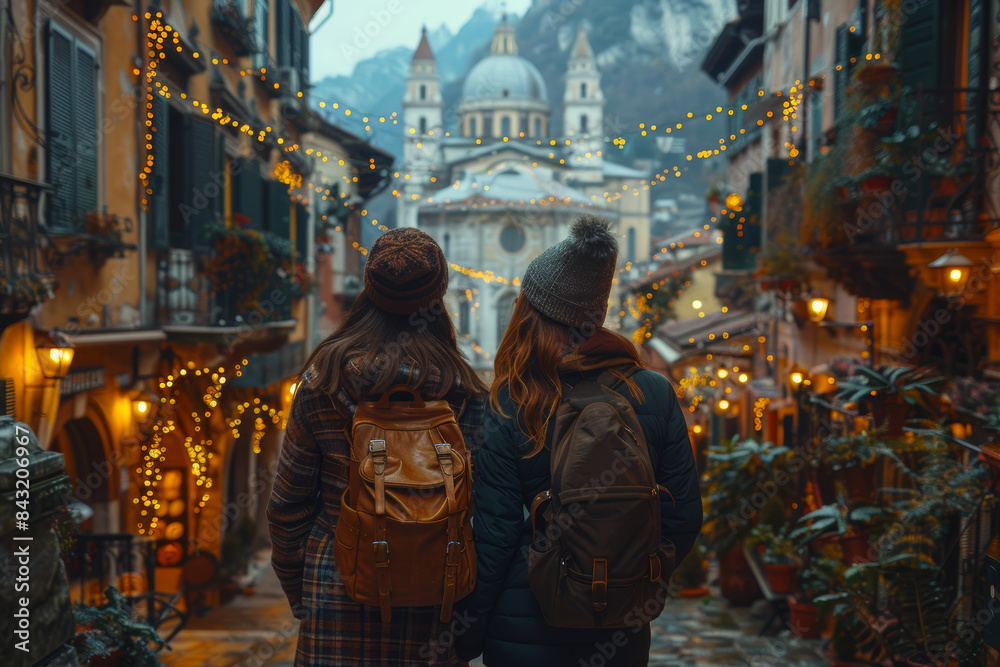 Married couple exploring a new city together, hand in hand. Concept of adventure and discovery. Generative Ai. Married couple exploring a new city together, hand in hand. Concept of adventure and discovery. Generative Ai.