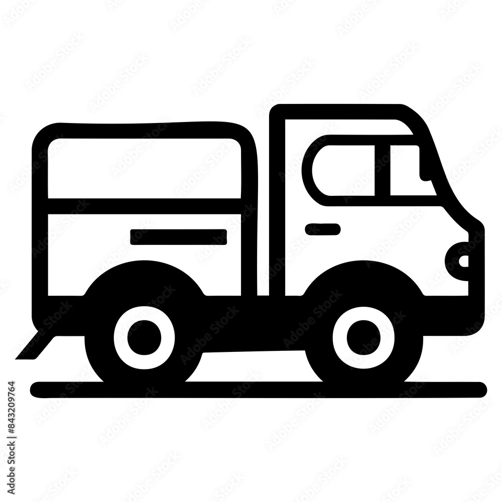 Black and white silhouette icon of a simple truck, showcasing a minimalist design ideal for transportation themes. Black and white silhouette icon of a simple truck, showcasing a minimalist design ideal for transportation themes.