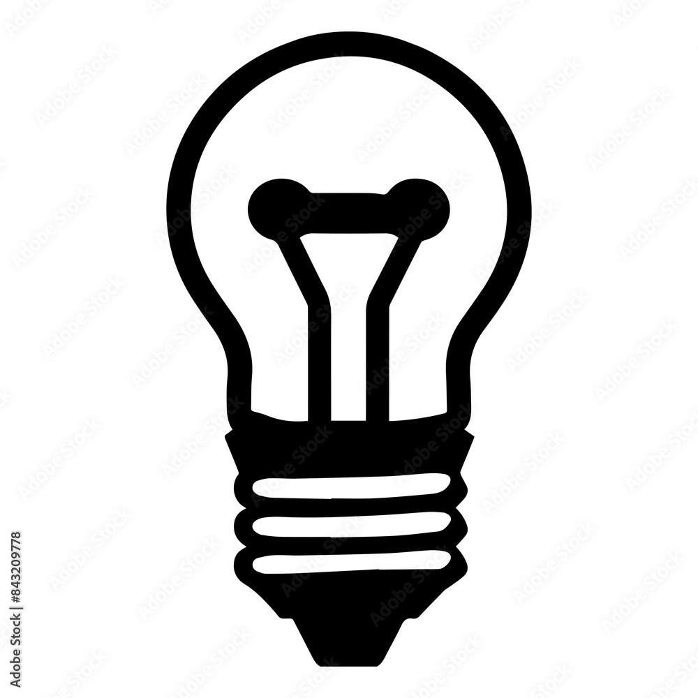 Black and white silhouette icon of a light bulb, showcasing a minimalist design suitable for ideas and innovation themes. Black and white silhouette icon of a light bulb, showcasing a minimalist design suitable for ideas and innovation themes.