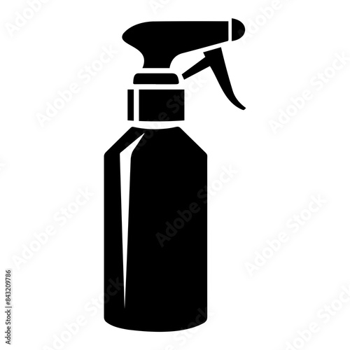 A minimalistic black and white vector icon of a spray bottle with clear lines and shapes.