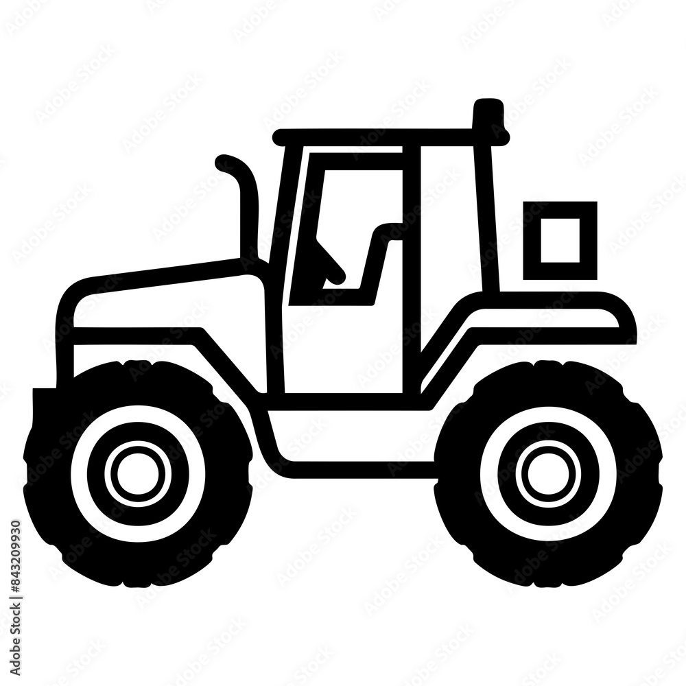 Side view silhouette vector of an agricultural tractor, ideal for farming and machinery designs in black and white. Side view silhouette vector of an agricultural tractor, ideal for farming and machinery designs in black and white.
