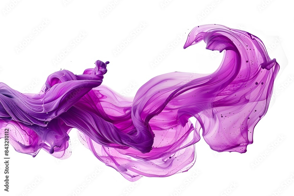 Colorful Purple Paint Flowing Artistically on White Background Colorful Purple Paint Flowing Artistically on White Background