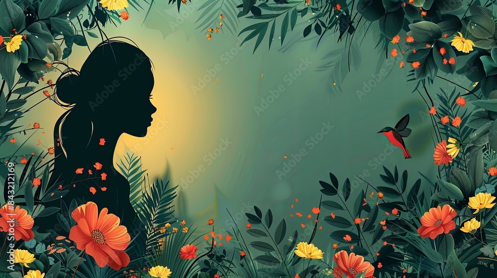 Vector illustration in trendy flat simple style - spring and summer background with copy space for text - landscape with plants, leaves, flowers - background for banner, greeting card, poster and adve Vector illustration in trendy flat simple style - spring and summer background with copy space for text - landscape with plants, leaves, flowers - background for banner, greeting card, poster and adve
