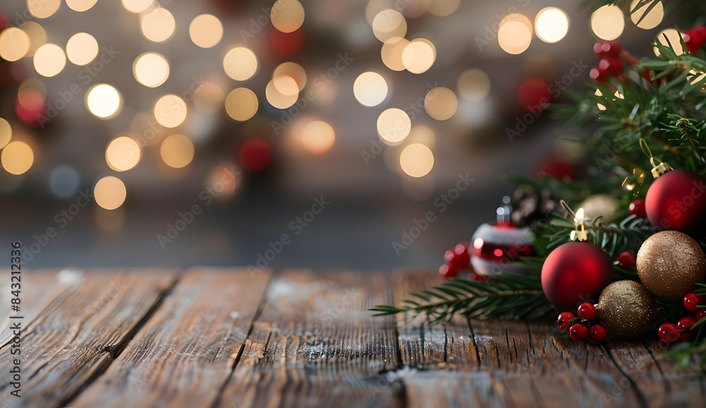 Christmas decorations with lights on a table
Christmas decorations with lights on a table