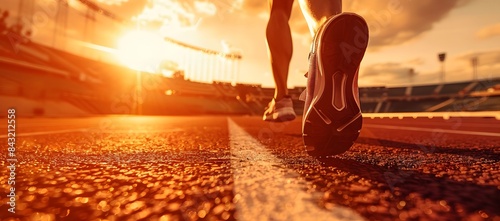 athlete running fast on sunny track

 photo